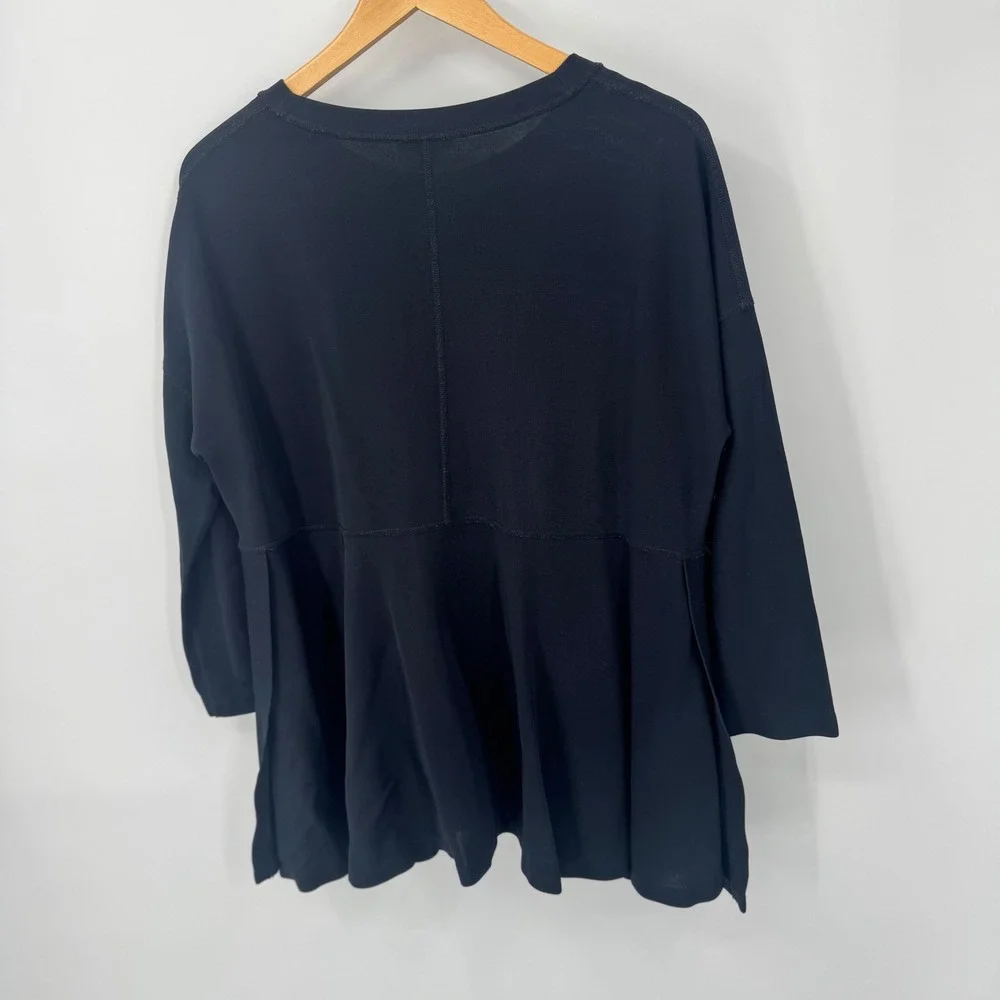 COS Black‎ Long Sleeve Oversized Peplum Tunic Knit Top Women's Small